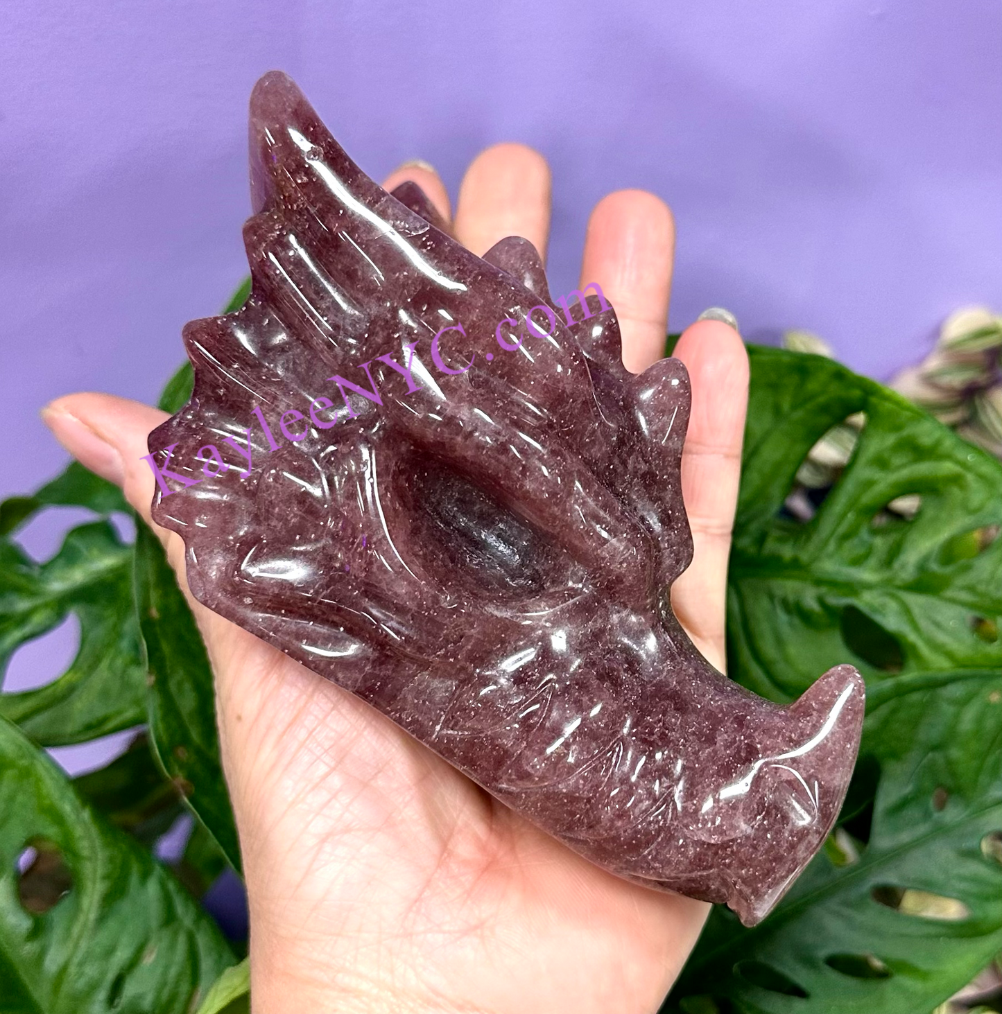 2 PCs Natural Strawberry Quartz Dragon Head