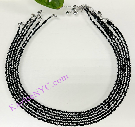 6 PCs 3mm Natural Black Spinel Necklaces