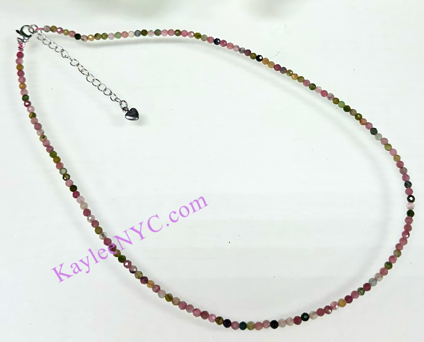 6 PCs 3mm Natural Rainbow Tourmaline Necklaces