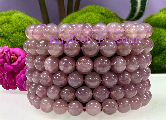 6 PCs Natural Purple Rose Quartz 8mm 7.5” Stretch Bracelet