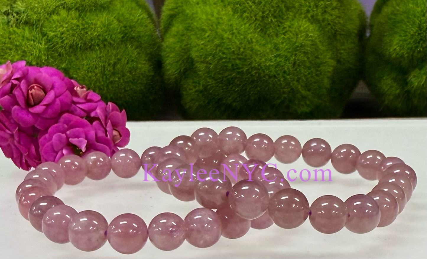 6 PCs Natural Purple Rose Quartz 8mm 7.5” Stretch Bracelet