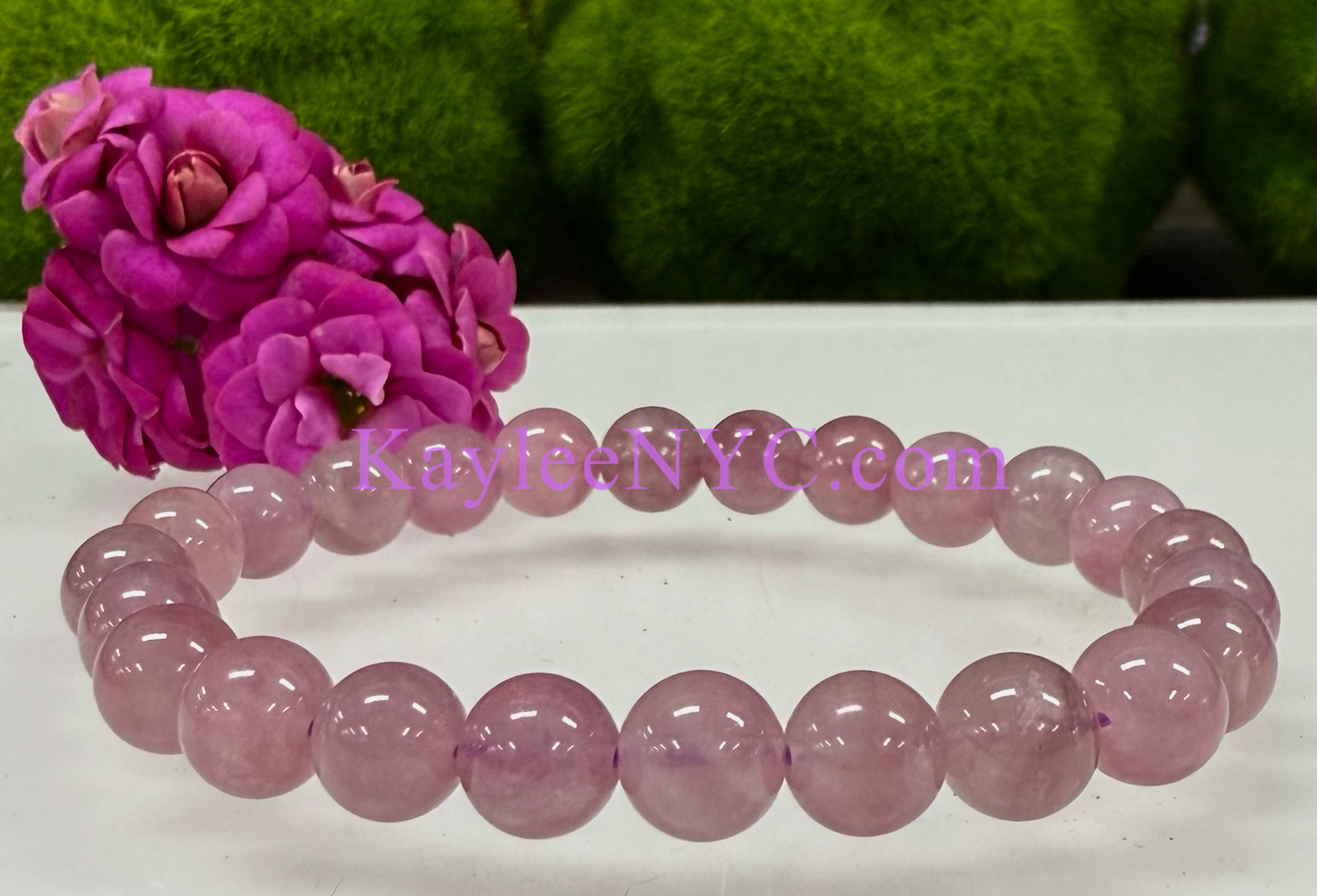 6 PCs Natural Purple Rose Quartz 8mm 7.5” Stretch Bracelet