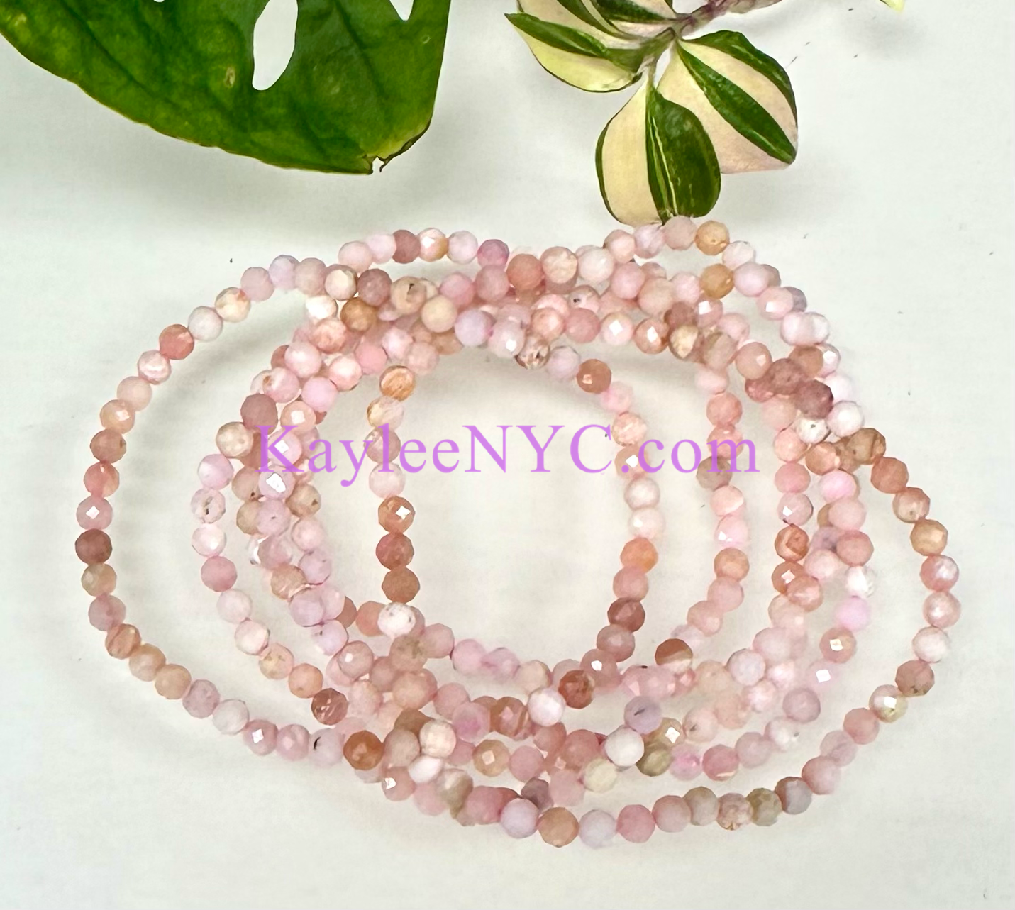 Wholesale Lot 6 Pcs 4mm Faceted Natural Pink Opal 7.5” Crystal Healing Stretch Bracelet