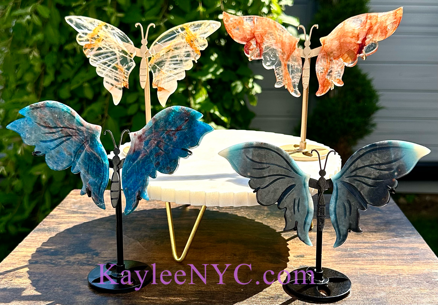 Wholesale Lot 4 PCs Natural Crystal Butterfly w/stand Healing Energy