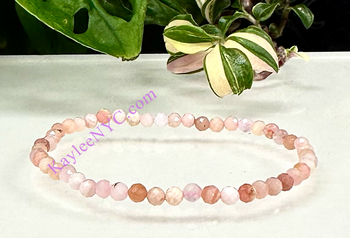 Wholesale Lot 6 Pcs 4mm Faceted Natural Pink Opal 7.5” Crystal Healing Stretch Bracelet