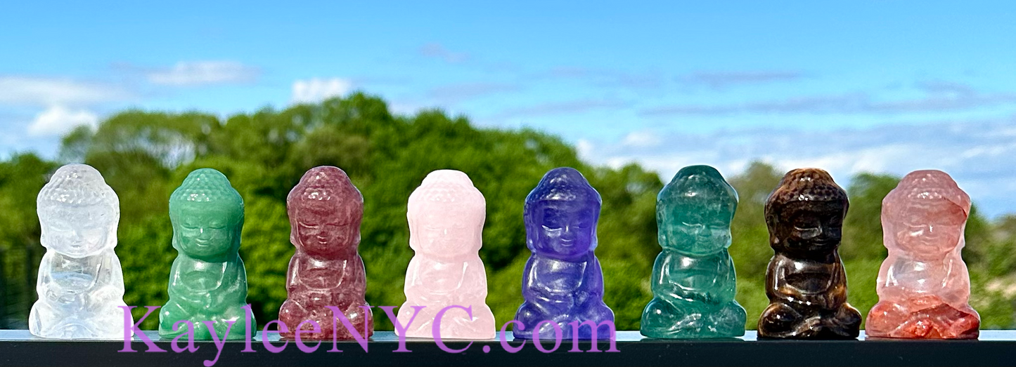 9 Pcs 2.5” Natural Crystal Guanyin Female Buddha