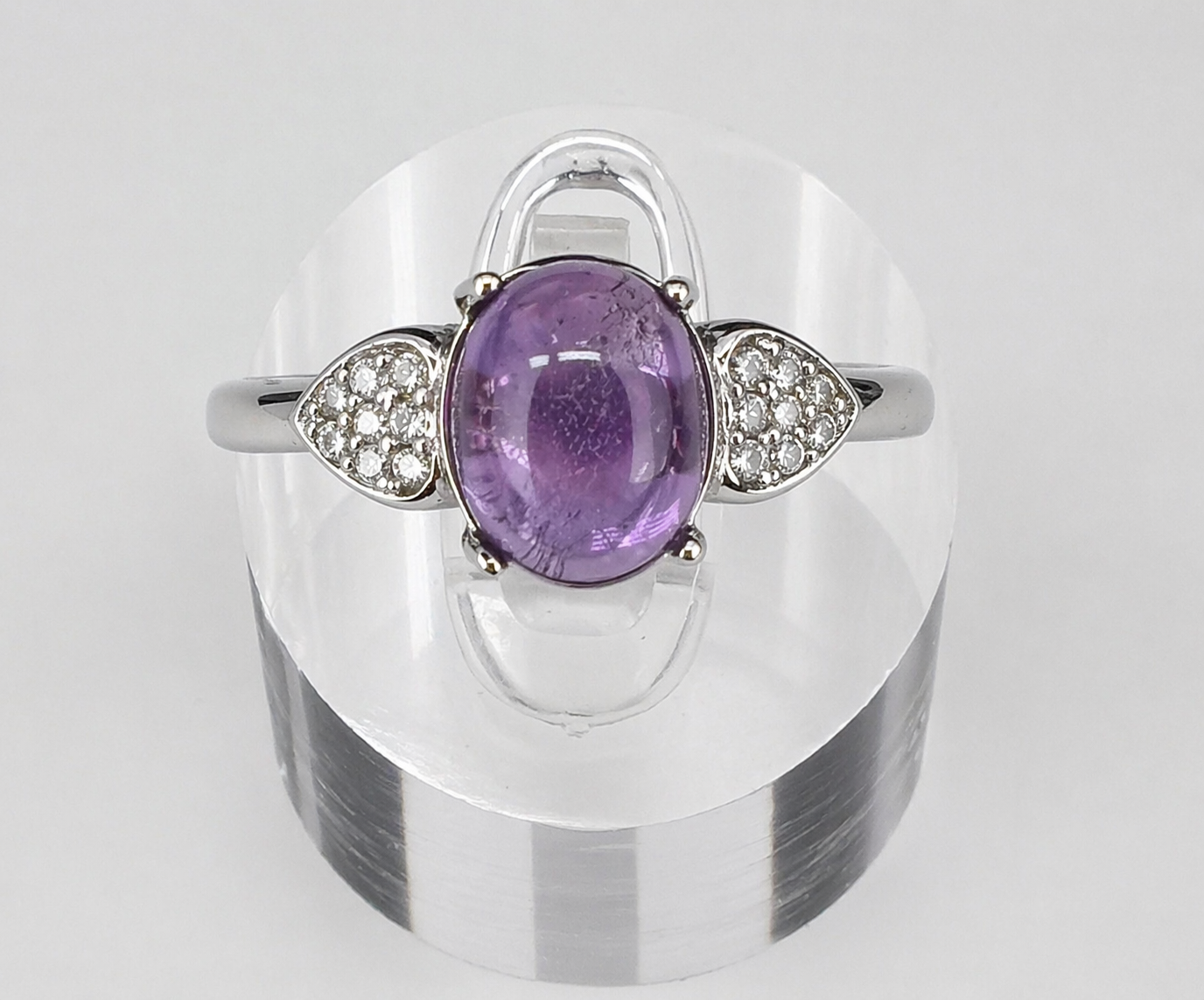 Wholesale Lot 7 pcs Natural Amethyst Stainless Steel Ring 7x9mm Crystal healing Energy