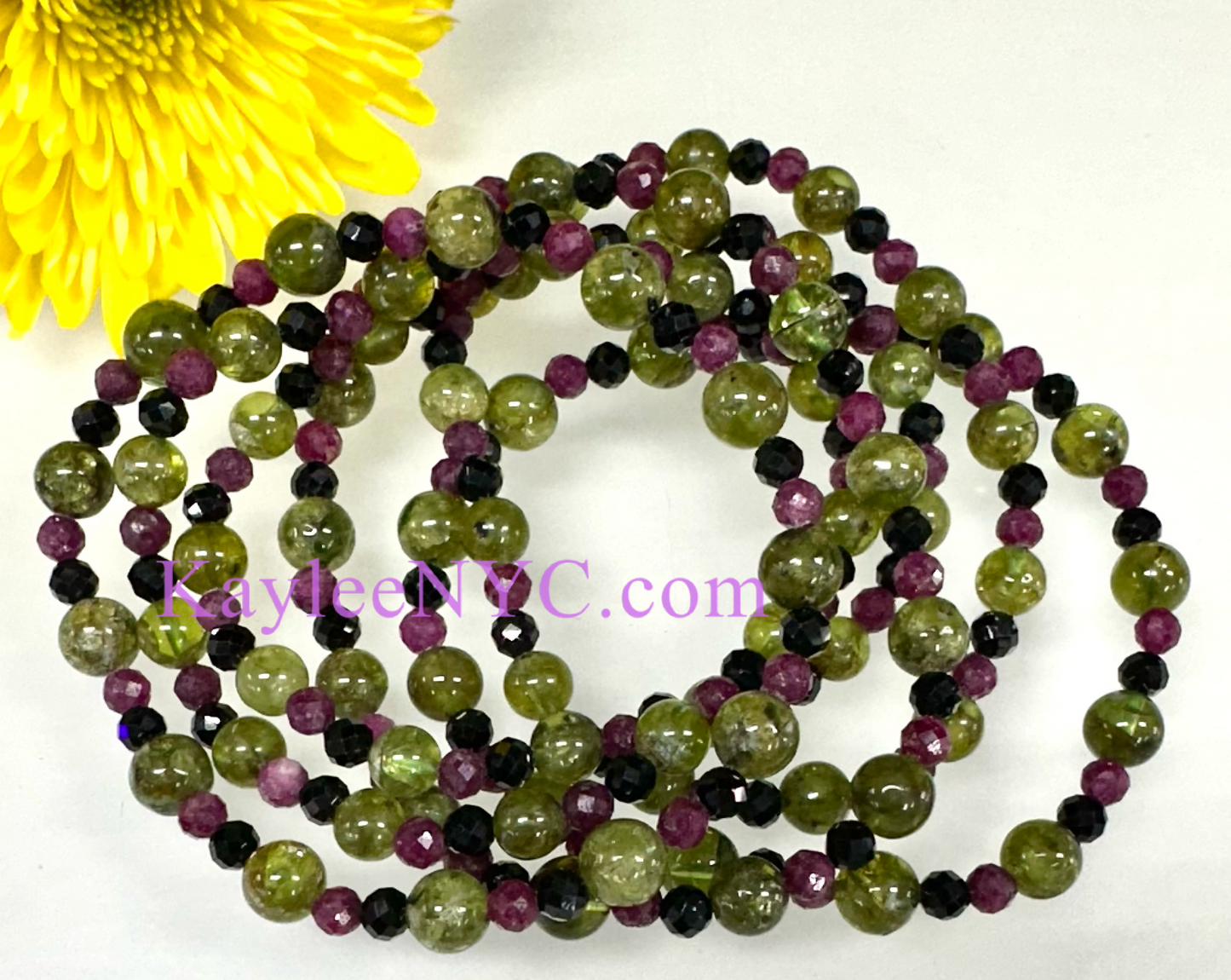 6 PCs Natural Crystal Leo Zodiac Stretch Bracelet 7.5”