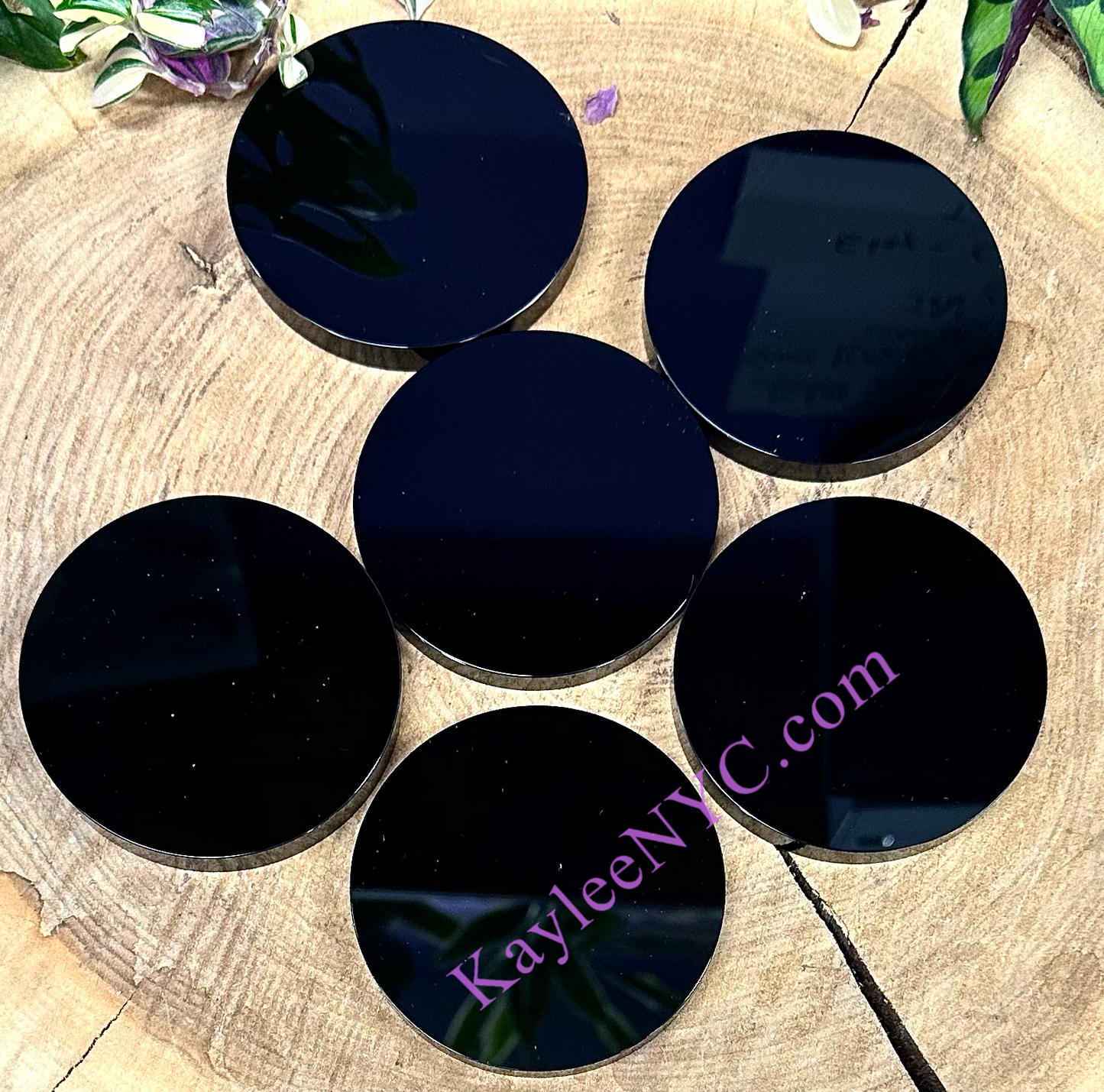 6 PCs 3” Natural Crystal Black Obsidian Mirror Healing Energy