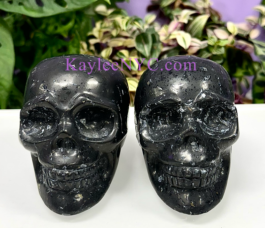 2 PCs Natural Shungite Crystal Skull