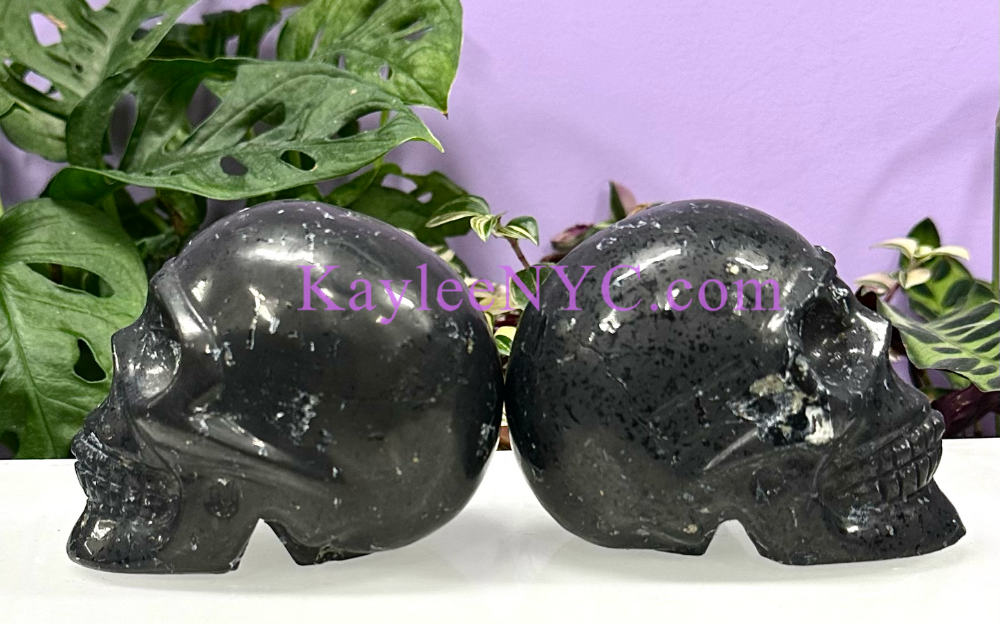 2 PCs Natural Shungite Crystal Skull