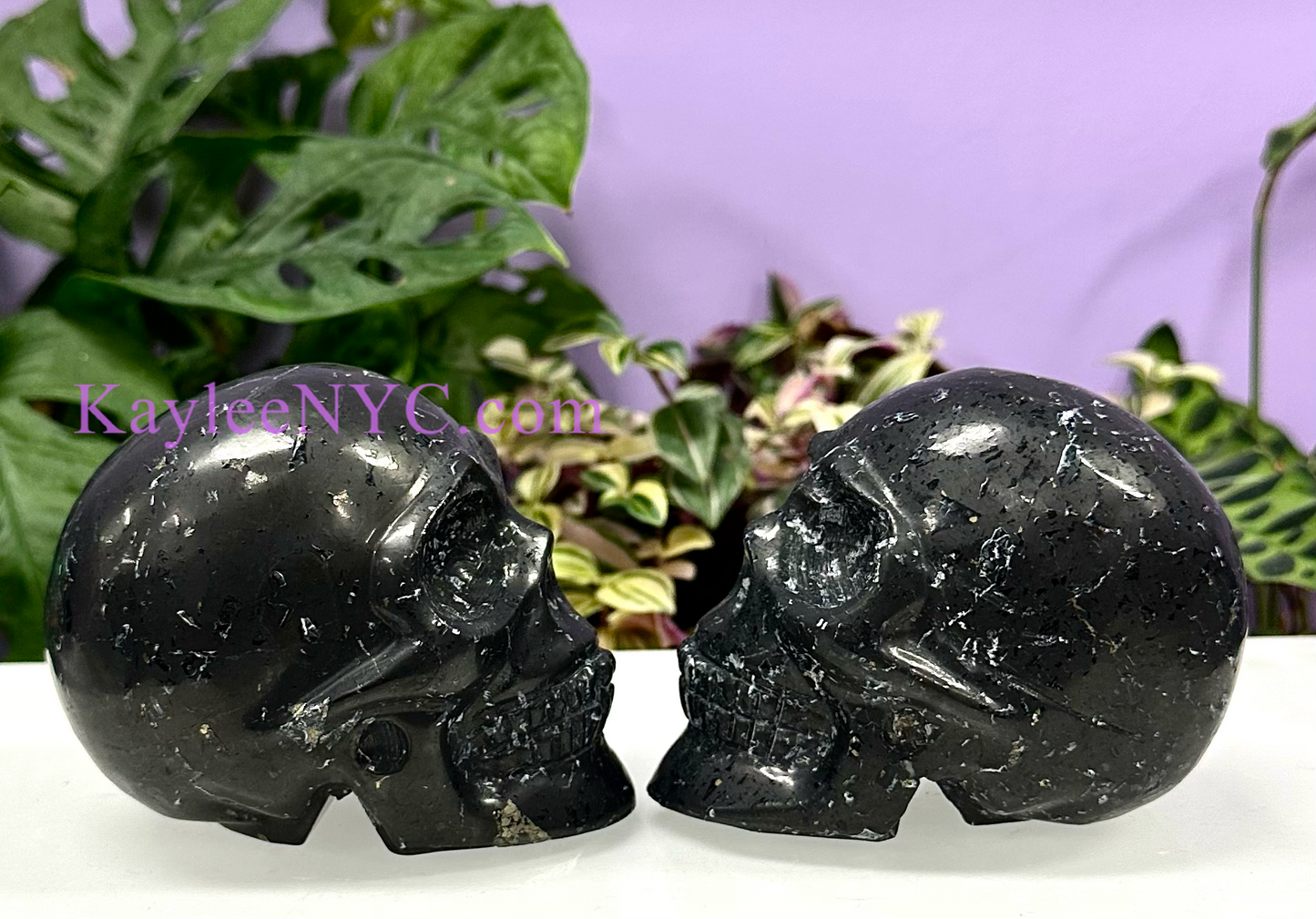 2 PCs Natural Shungite Crystal Skull