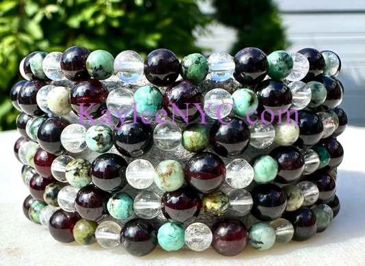 6 PCs Natural Crystal Capricorn Zodiac Stretch Bracelet 7.5”