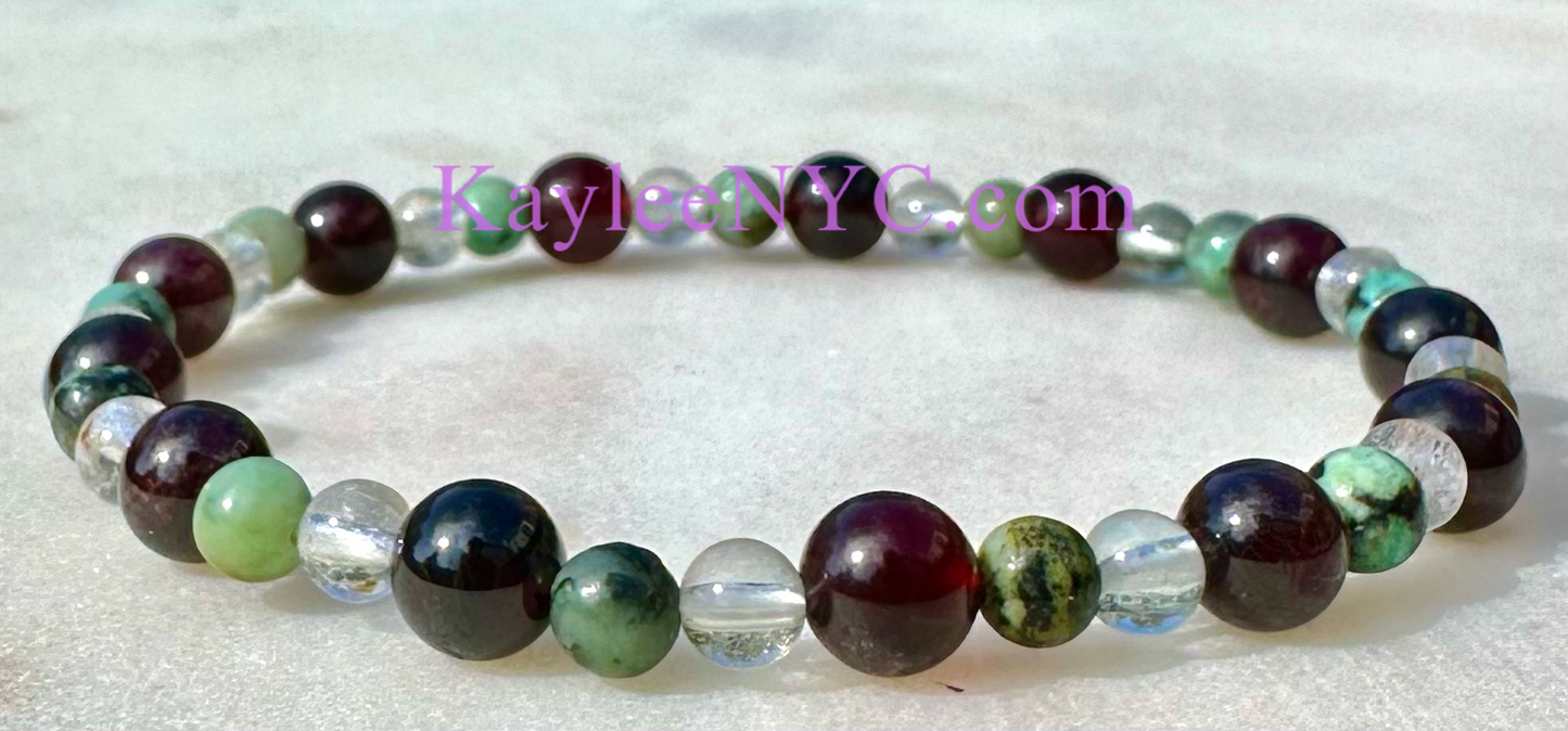 6 PCs Natural Crystal Capricorn Zodiac Stretch Bracelet 7.5”