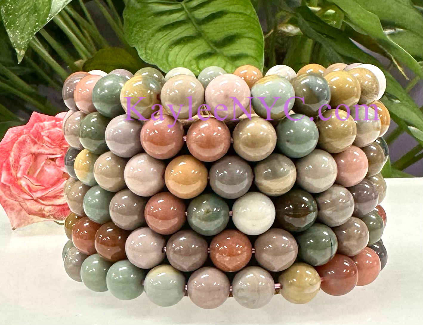 6 PCs 8mm Natural Alashan Agate Stretch Bracelet 7.5”