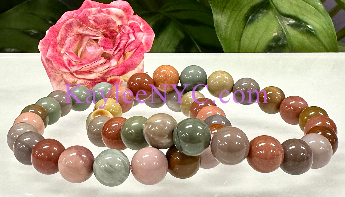 6 PCs 8mm Natural Alashan Agate Stretch Bracelet 7.5”