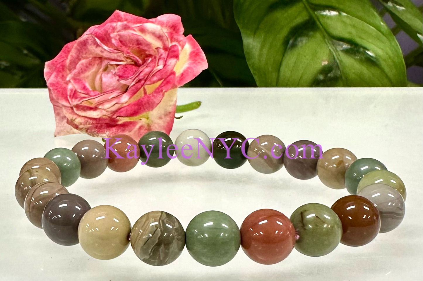 6 PCs 8mm Natural Alashan Agate Stretch Bracelet 7.5”