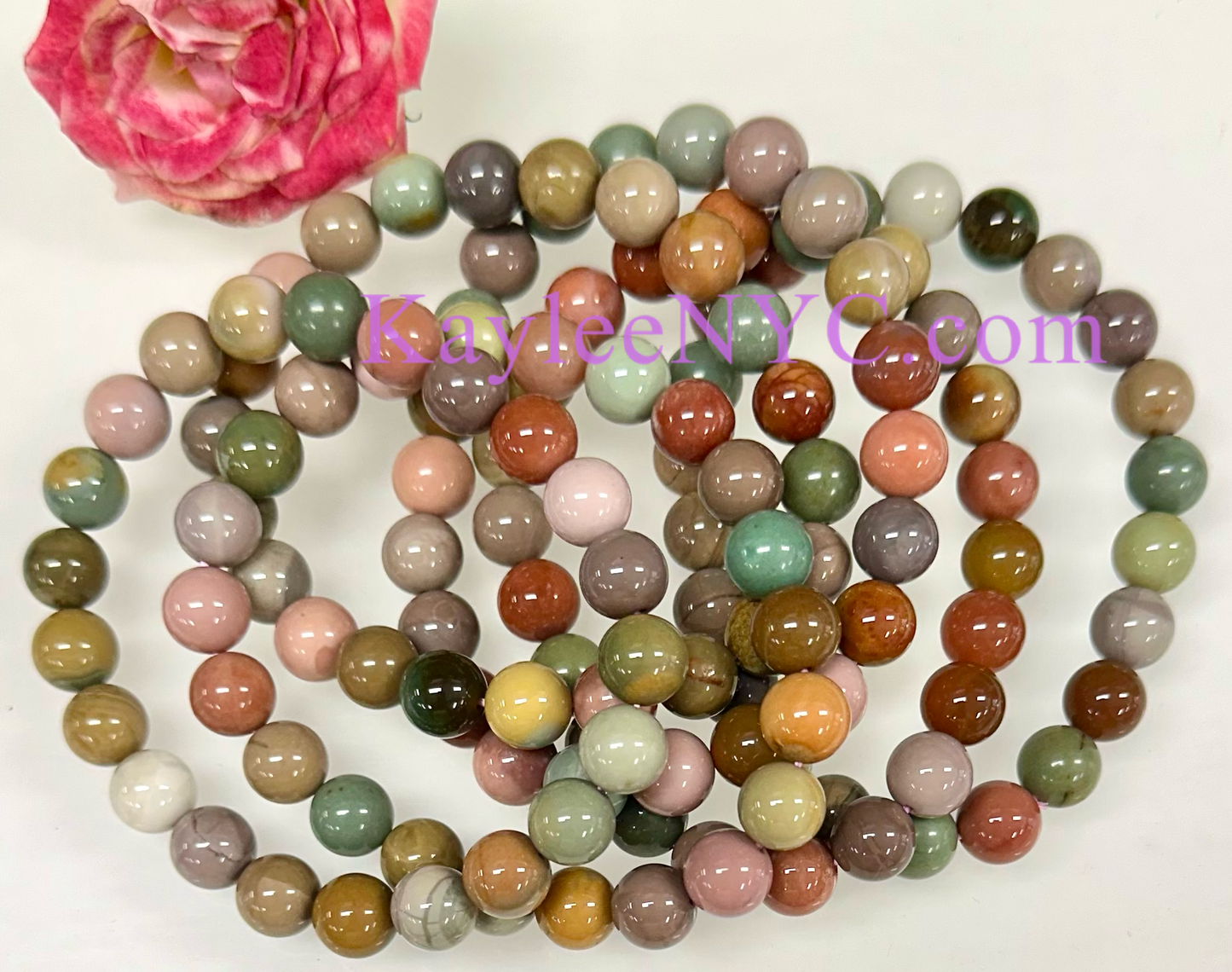 6 PCs 8mm Natural Alashan Agate Stretch Bracelet 7.5”