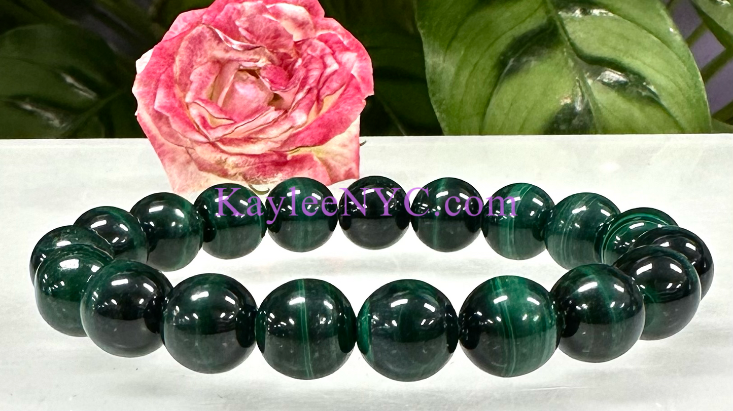 Wholesale 6 Pcs Natural Malachite 11mm 7.5” Crystal Healing Stretch Bracelet