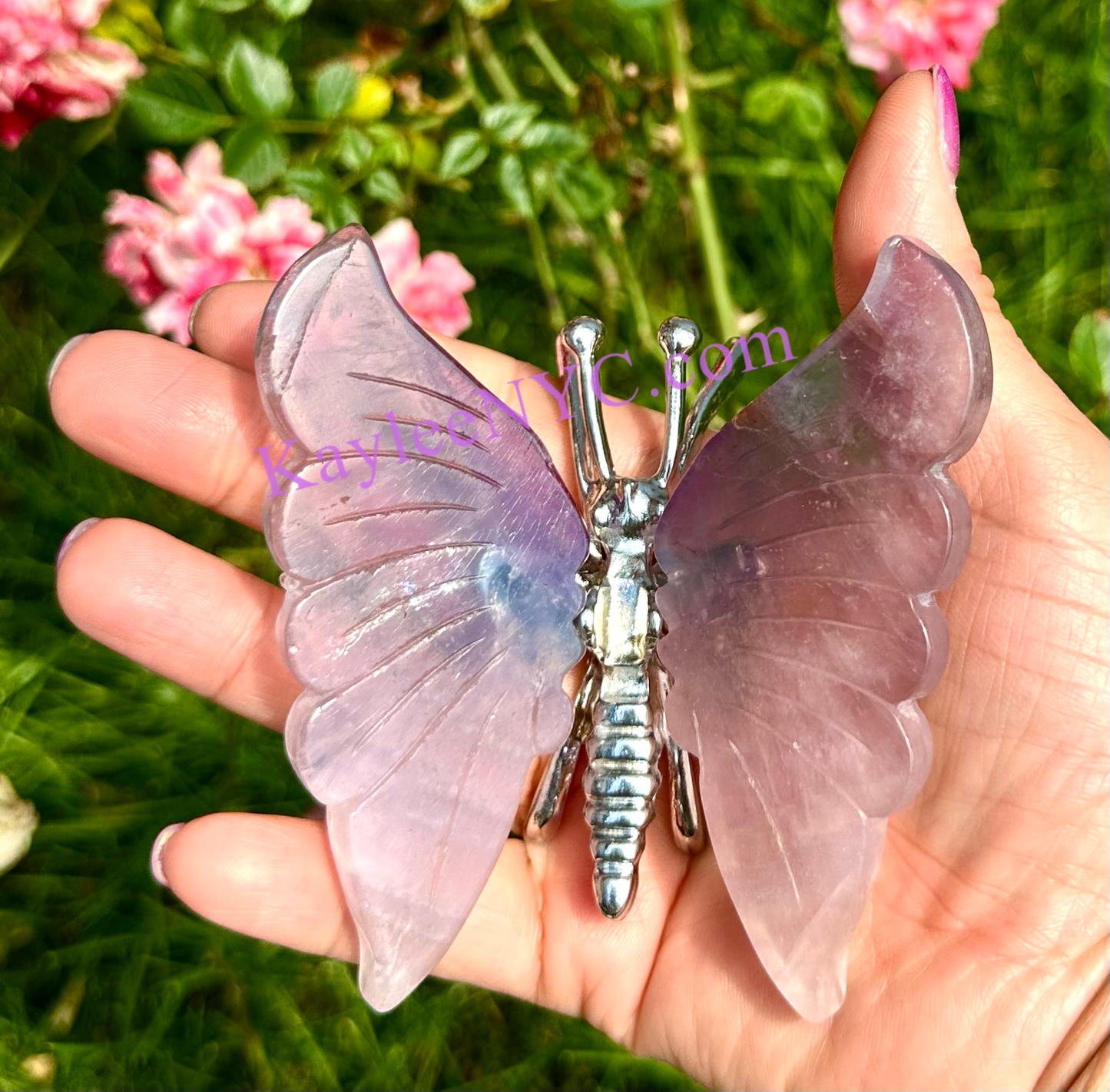 Wholesale Lot 5 PCs Natural Fluorite Crystal Butterfly w/stand Healing Energy