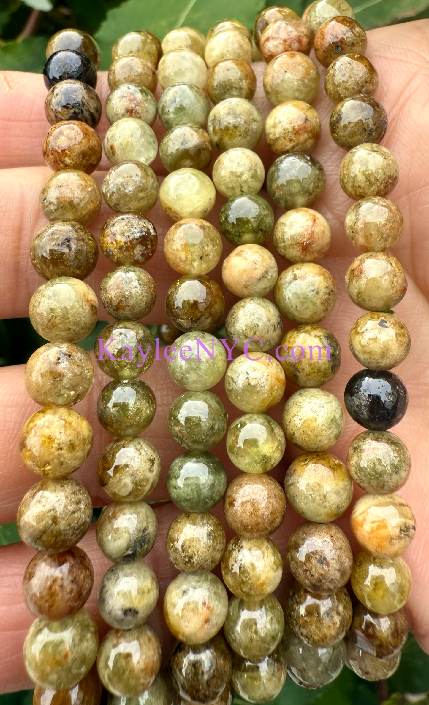 Wholesale 6 Pcs Natural Green Garnet 6mm 7.5” Stretch Bracelet Crystal Healing Energy