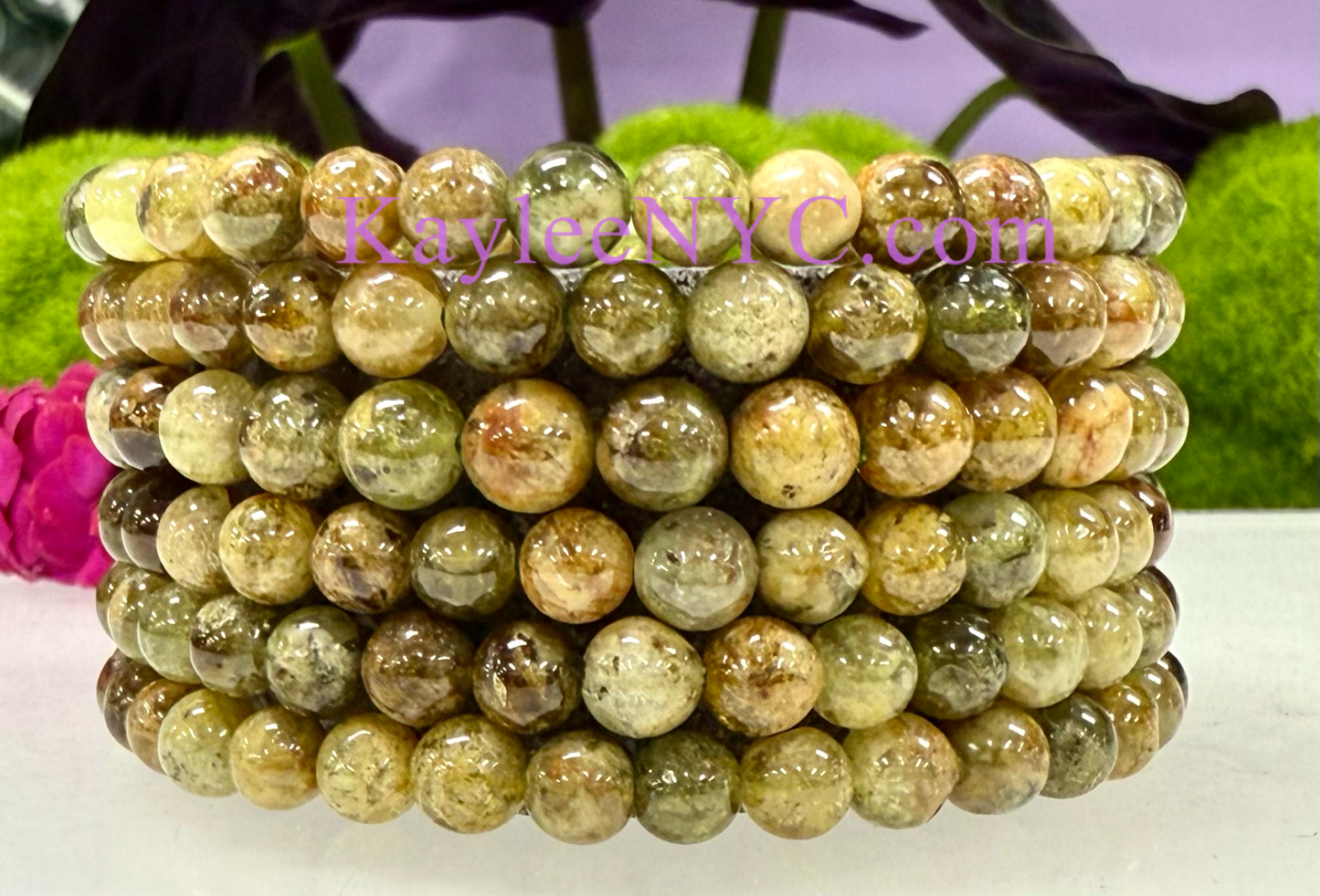 Wholesale 6 Pcs Natural Green Garnet 6mm 7.5” Stretch Bracelet Crystal Healing Energy