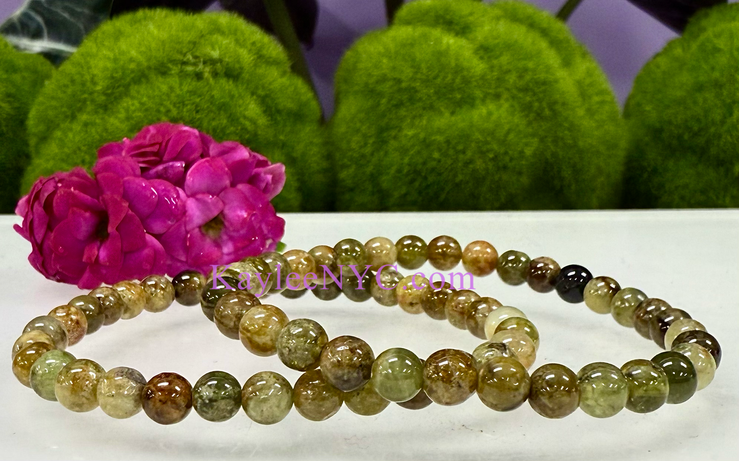 Wholesale 6 Pcs Natural Green Garnet 6mm 7.5” Stretch Bracelet Crystal Healing Energy