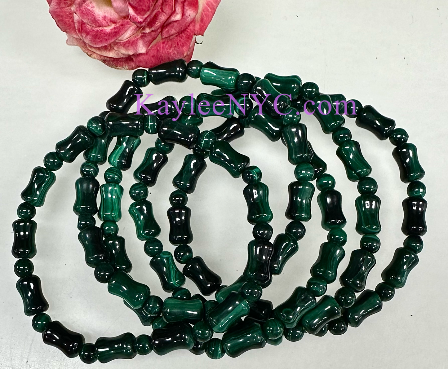 Wholesale 6 Pcs Natural Malachite 7.5” Crystal Healing Stretch Bracelet