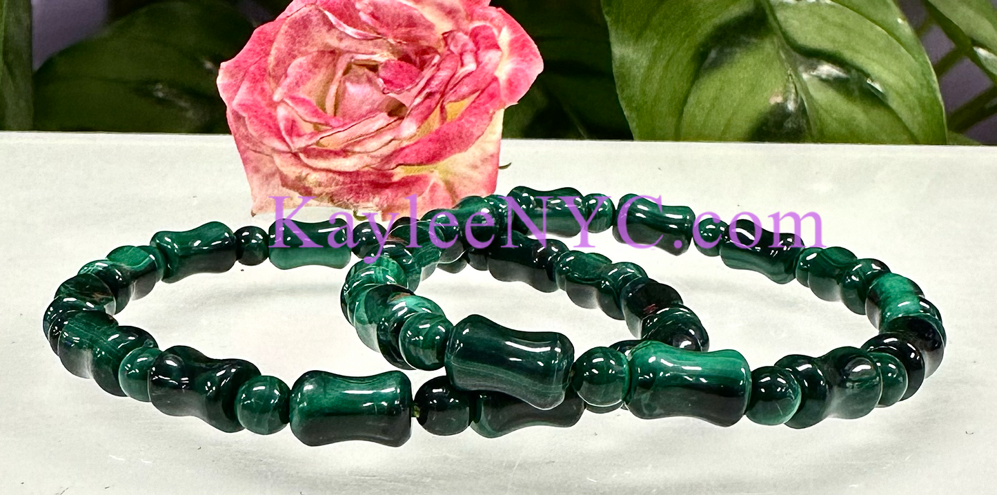 Wholesale 6 Pcs Natural Malachite 7.5” Crystal Healing Stretch Bracelet