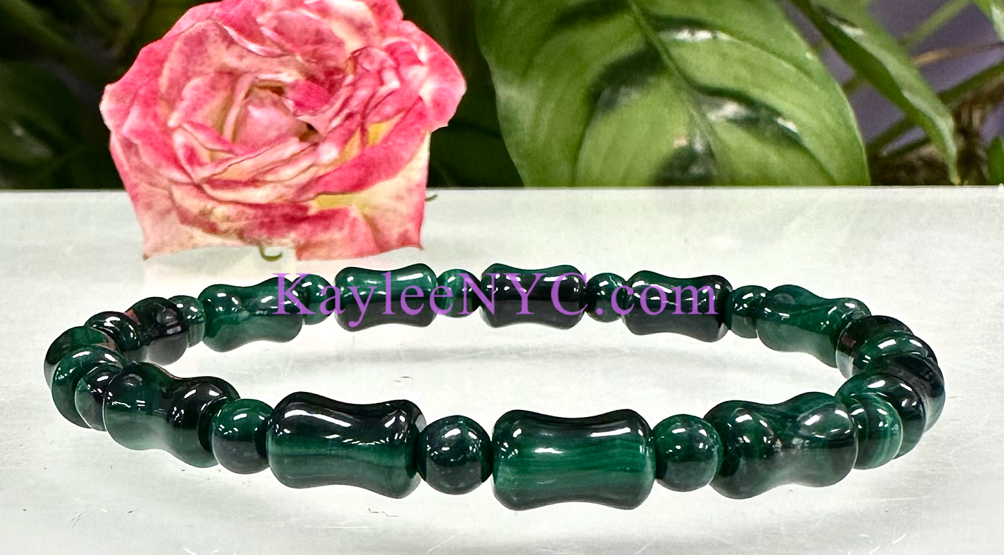 Wholesale 6 Pcs Natural Malachite 7.5” Crystal Healing Stretch Bracelet