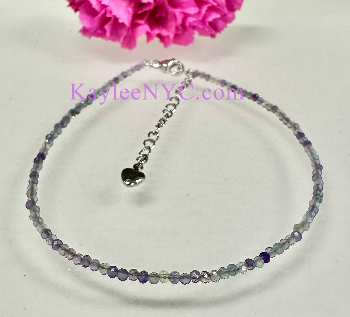 6 PCs 2mm Natural Fluorite Anklets Crystal Healing Energy