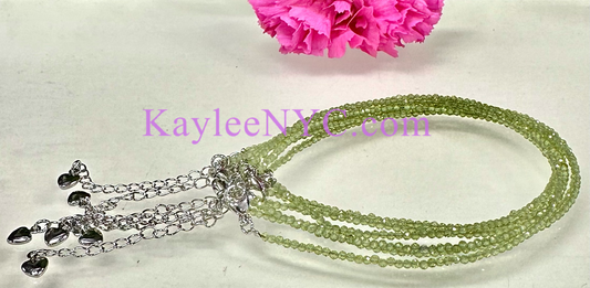 6 PCs 2mm Natural Peridot Anklets Crystal Healing Energy