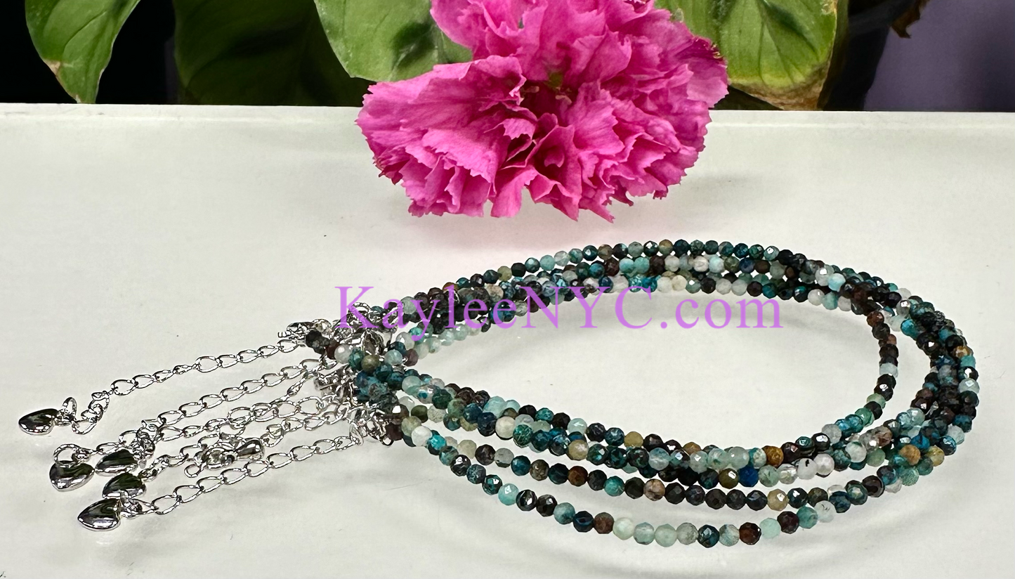 6 PCs 2mm Natural Chrysocolla Anklets Crystal Healing Energy