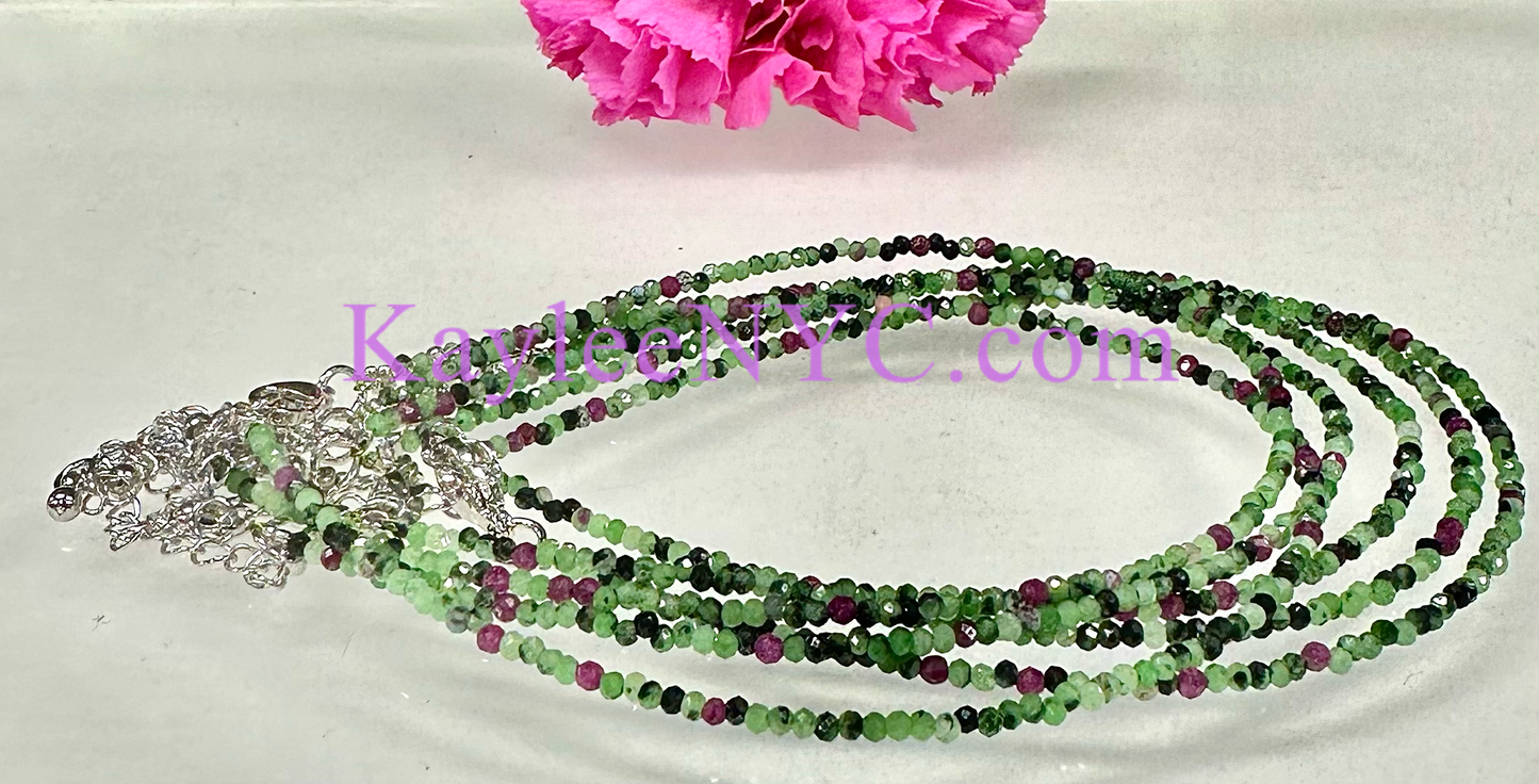 L6 PCs 2mm Natural Ruby Zoisite Anklets Crystal Healing Energy