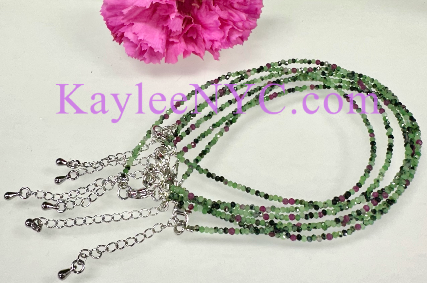 L6 PCs 2mm Natural Ruby Zoisite Anklets Crystal Healing Energy