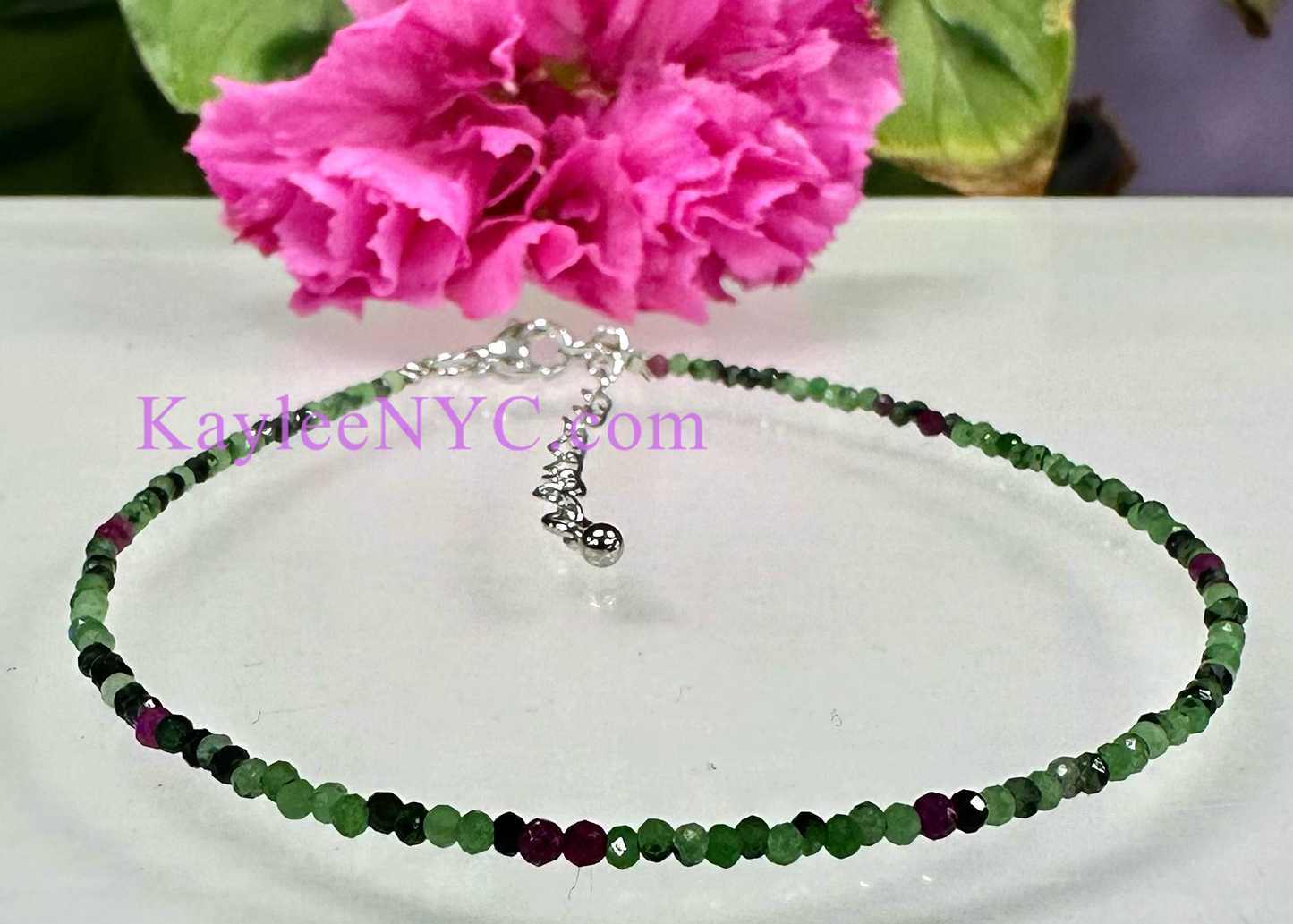 L6 PCs 2mm Natural Ruby Zoisite Anklets Crystal Healing Energy