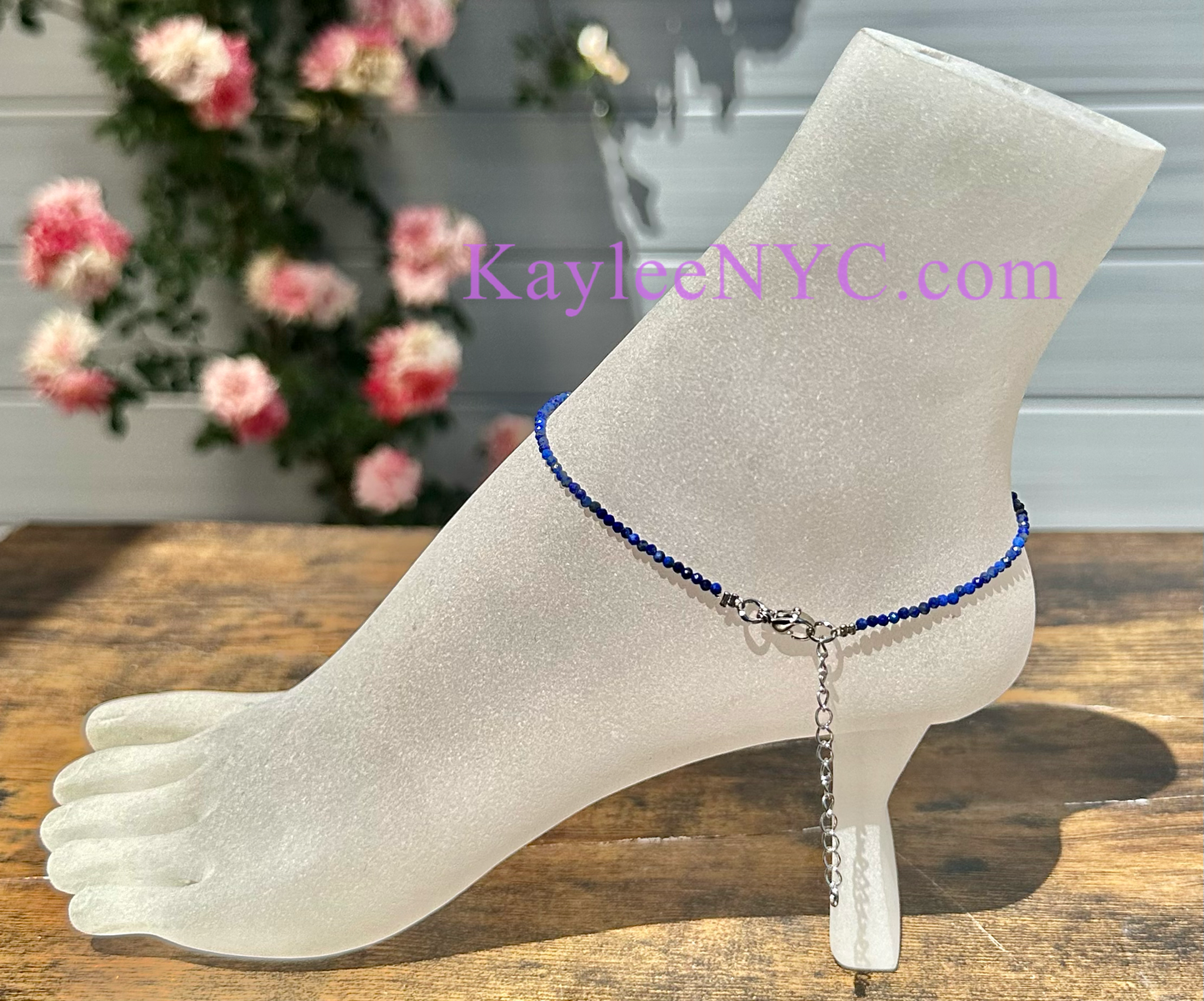 6 PCs 2mm Natural Lapis Lazuli Anklets Crystal Healing Energy