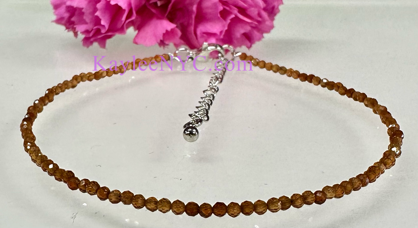 6 PCs 2mm Natural Brown Garnet Anklets Crystal Healing Energy