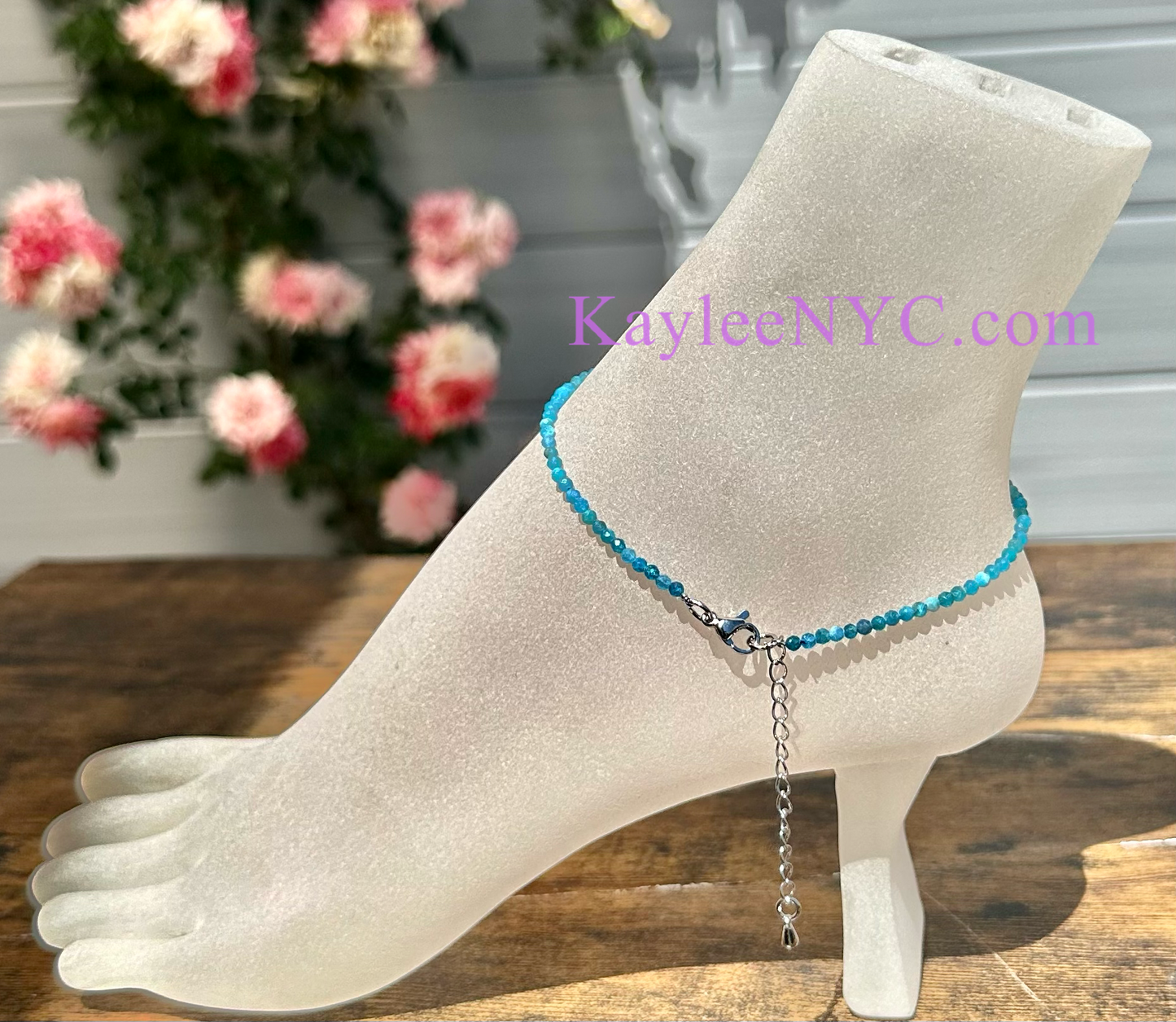 6 PCs 2mm Natural Apatite Anklets Crystal Healing Energy