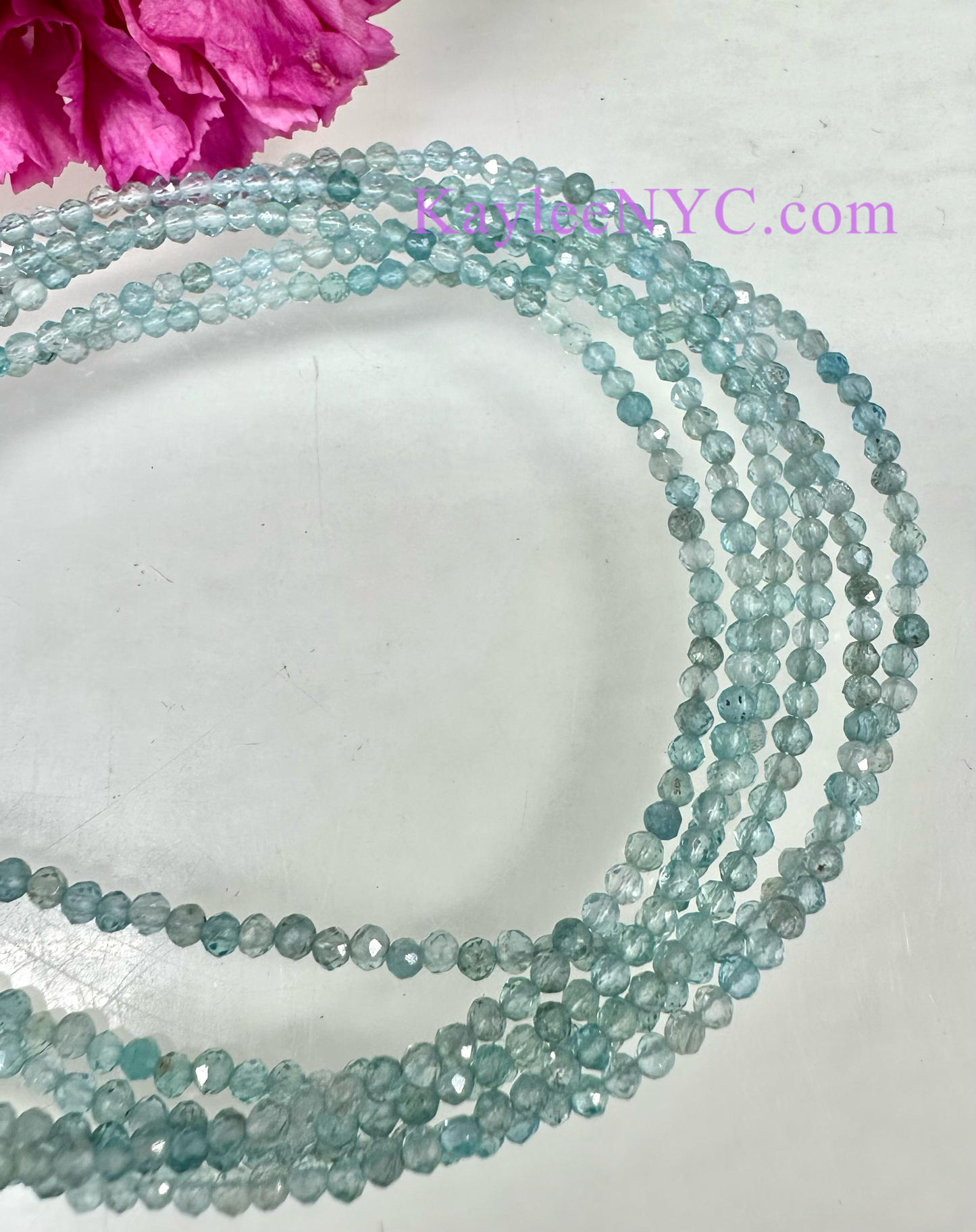 6 PCs 2mm Natural Aquamarine Anklets Crystal Healing Energy