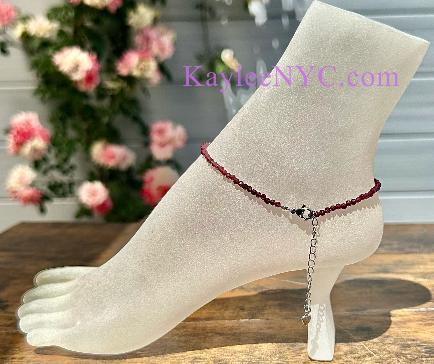 6 PCs 2mm Natural Garnet Anklets Crystal Healing Energy