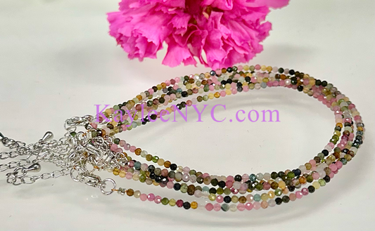 6 PCs 2mm Natural Tourmaline Anklets Crystal Healing Energy