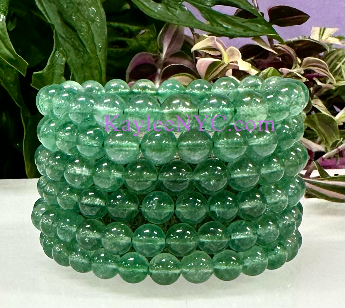 Wholesale 6 Pcs Natural Green Strawberry Quartz Bracelet 8mm 7.5” Healing Energy Crystal