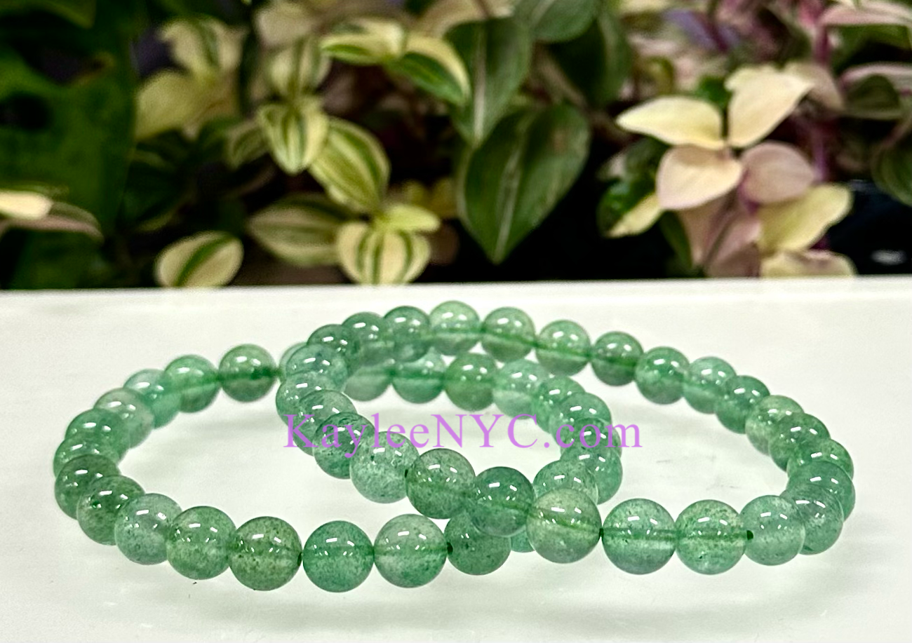 Wholesale 6 Pcs Natural Green Strawberry Quartz Bracelet 8mm 7.5” Healing Energy Crystal