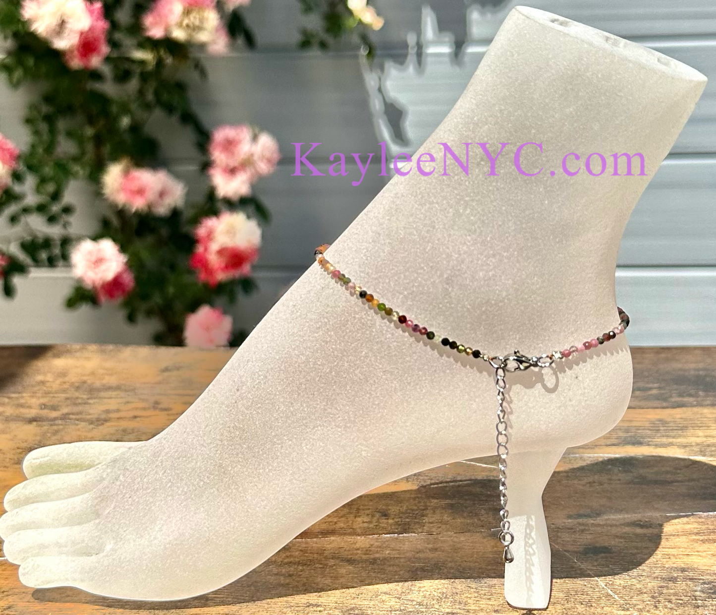 6 PCs 2mm Natural Tourmaline Anklets Crystal Healing Energy