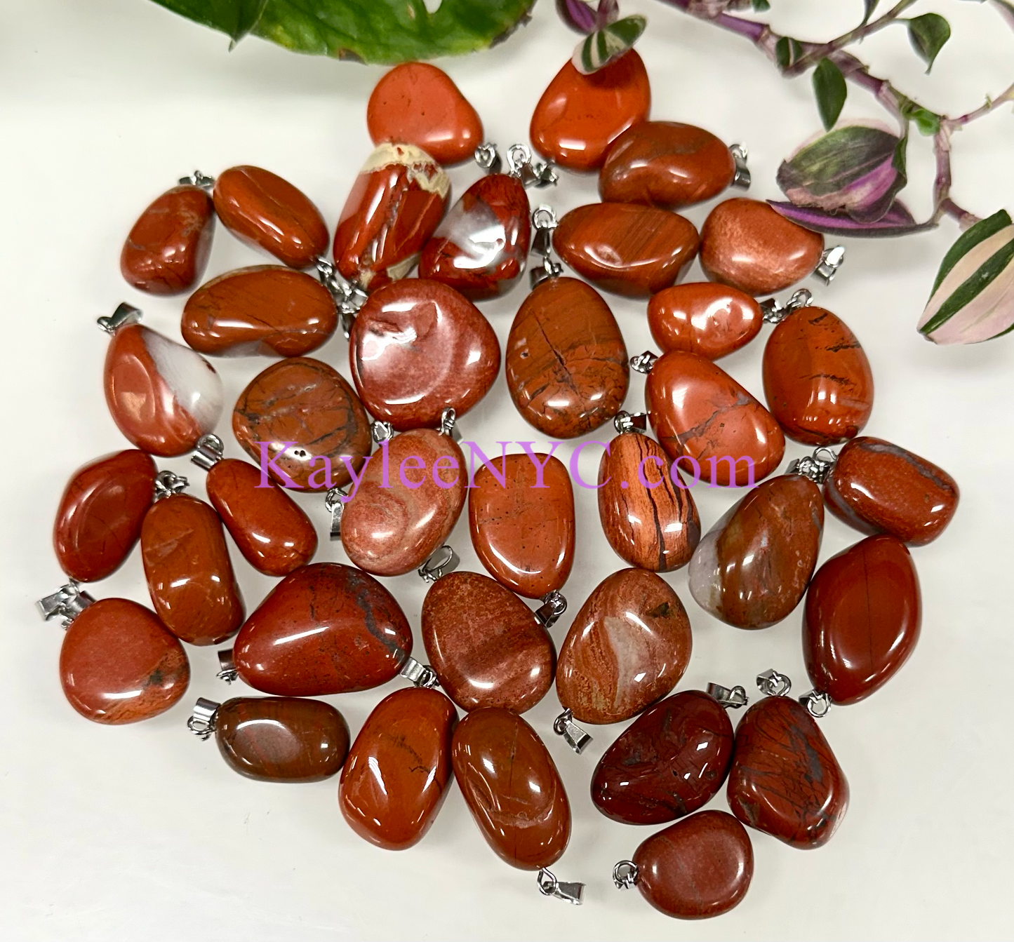 36 PCs Natural Red Jasper Crystal Pendant