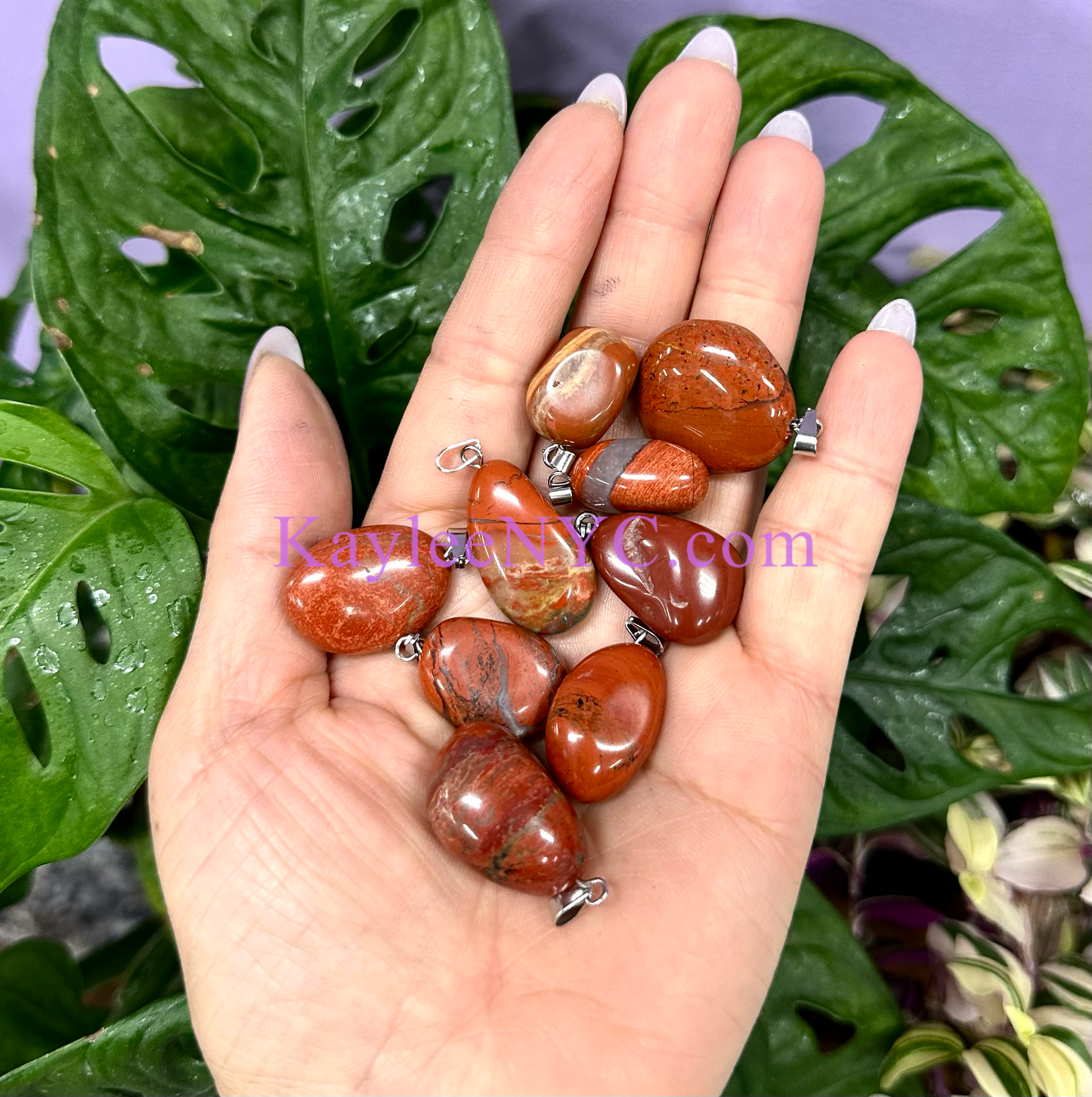 36 PCs Natural Red Jasper Crystal Pendant