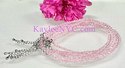 6 PCs 3mm Natural Rose Quartz Anklets Crystal Healing Energy