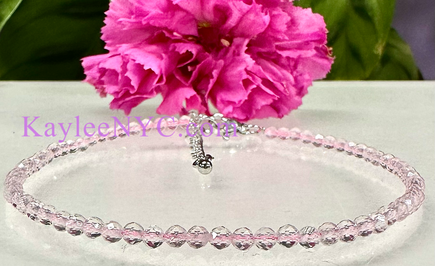 6 PCs 3mm Natural Rose Quartz Anklets Crystal Healing Energy