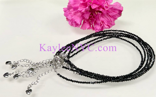 6 PCs 2mm Natural Black Spinel Anklets Crystal Healing Energy